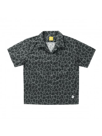 Camicia con colletto aperto in finto leopardo "Grey